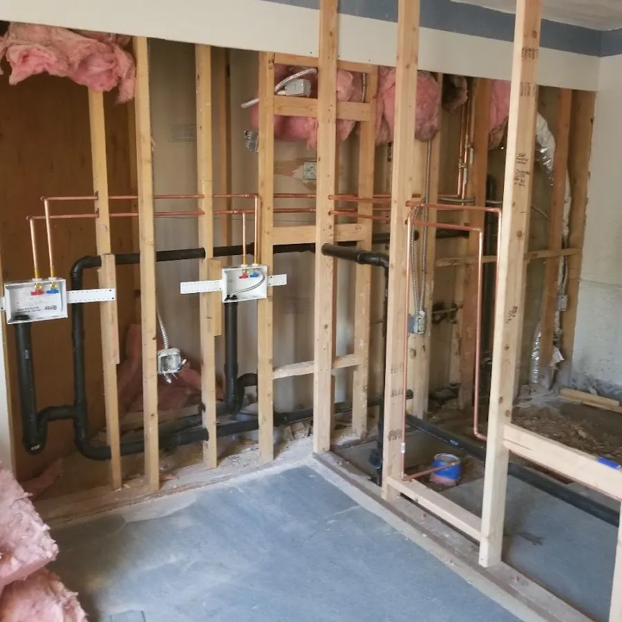 Copper pipe rough-in and plumbing installation in College Station